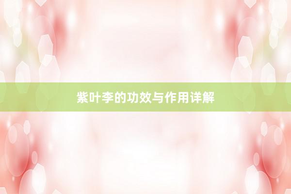 紫叶李的功效与作用详解